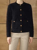 Siyah Gold Düğmeli Baklava Triko Ceket