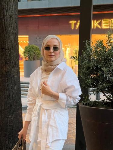 Maki Beyaz Keten Gömlek