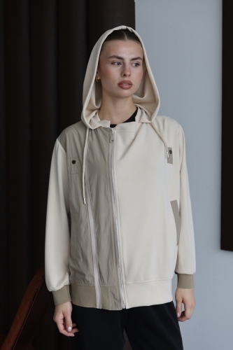 Oversize Fit Kapüşonlu Ceket