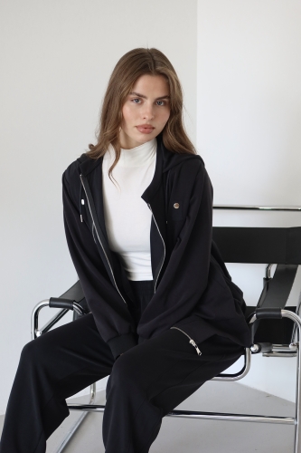 Oversize Fit Kapüşonlu Ceket