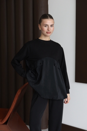 Oversize Paraşüt Detaylı Sweatshirt