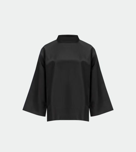 Siyah Pamuk Saten Verby  Gömlek